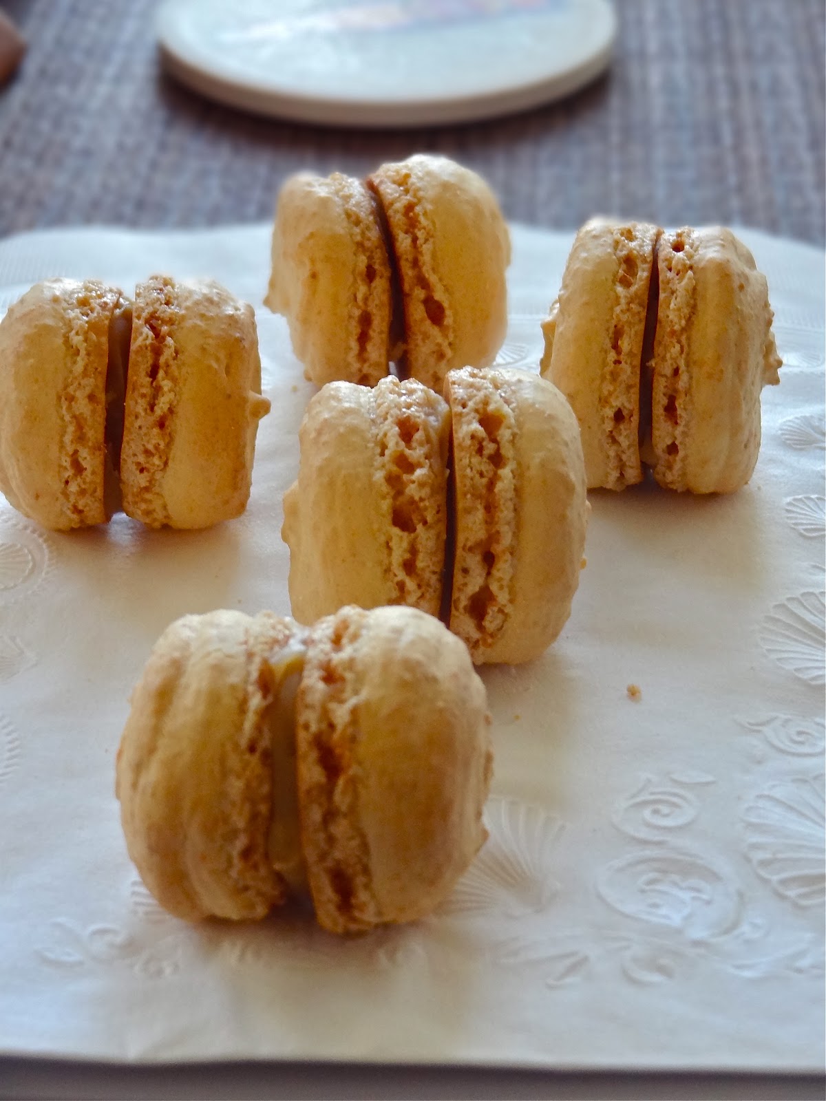 Peanut butter and jam macarons