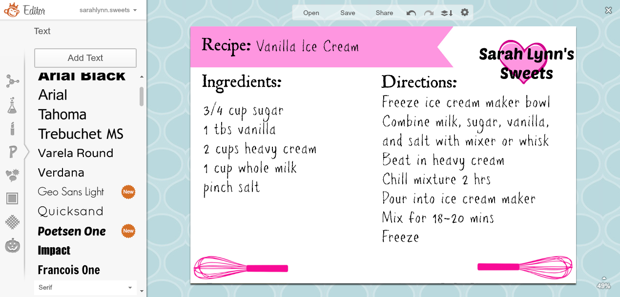 Recipe card sample image
