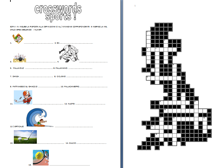Giochiecolori It Maestro Fabio Lezioni Di Inglese Schede Didattiche Gli Alimenti E Gli Sport Crucipuzzle E Cruciverba Foods And Sports Worksheet