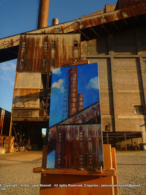 Urban decay -  plein air oil painting of the White Bay Power Station by Industrial heritage artist Jane Bennett