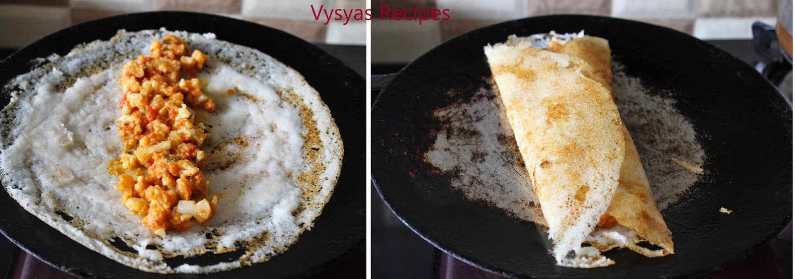 Vysya's Delicious Recipes Spicy Cauliflower Masala Dosa Gobi Masala Dosa Cauliflower Roast