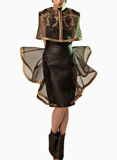 BLACK MESH CAPE AND QUILTED SKIRT | Indian Designers | Indian Designer Dess