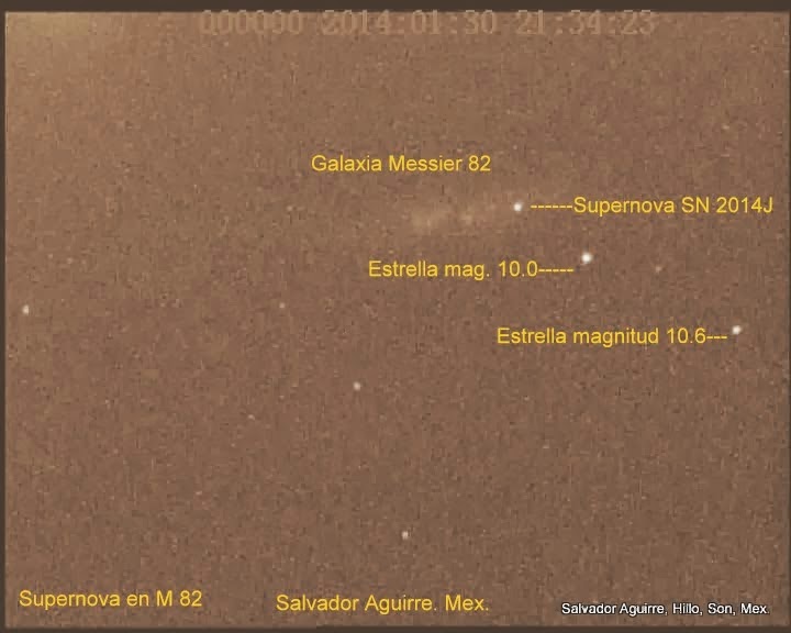 Supernova en M82 (SN 2014J): Video e Imagenes 2014 01 30 UT.