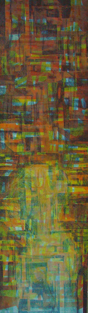 Espacios del Tiempo VII, Medio Mixto,
(“Intaglio- Type”, seda aguatinta y relieve), 60” x 16”, 2010, Grabado de la artista puertorriqueña Haydee Landing. 