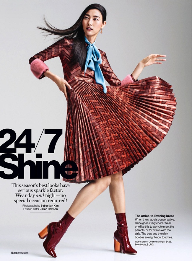 Glamour US August 2015, Ji Hye Park Gucci 2015 AW Zig-zag Lurex Plissé Dress Editorials