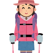 女性の登山家・山ガールのイラスト