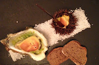 Oyster and sea urchin, La Giraf Restaurant, Montpellier, France