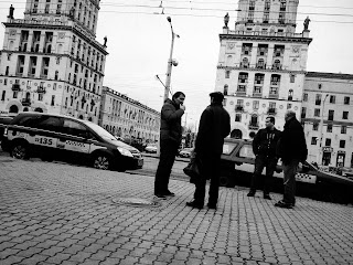 Taxi drivers at Minsk railway station