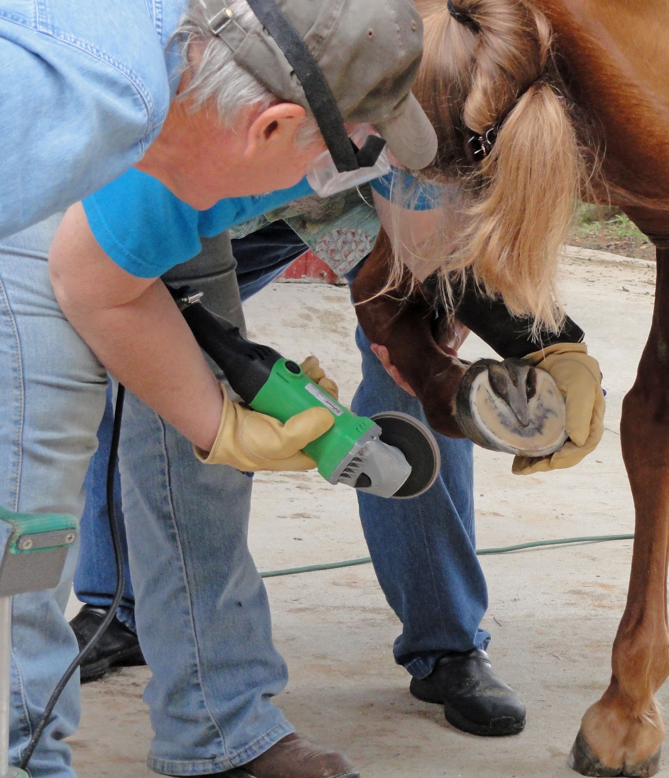 Mustang Dreams.... Trimming hooves with an angle grinder...