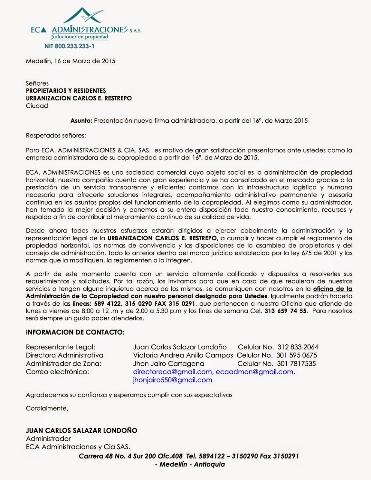 cartas de presentacion de una empresa
