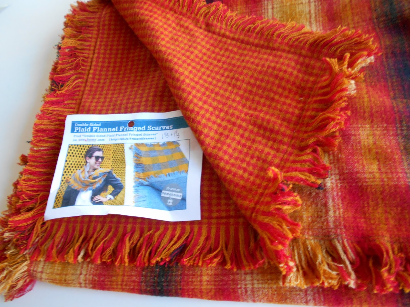 Running With Rocket Plaid Flannel Fringed Scarf