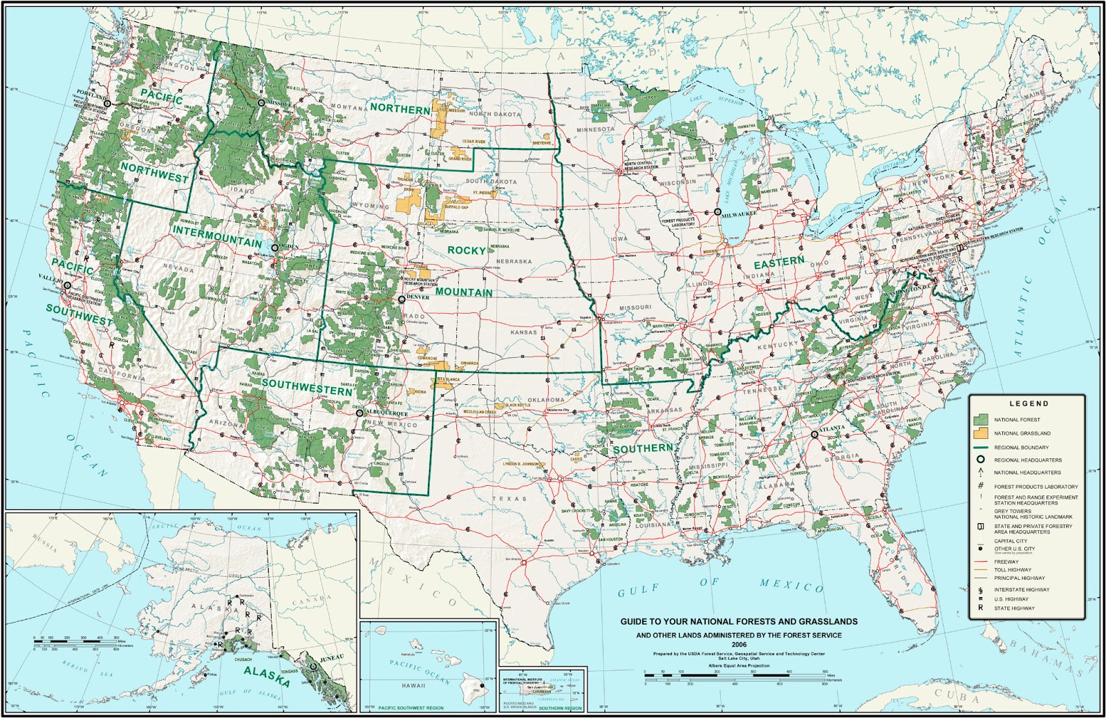 this is a map taken from the department of agriculture that lays out all the national forests across the united states and the area they encompass this is a map taken from the department of agriculture that lays out all the national forests across the united states and the area they encompass