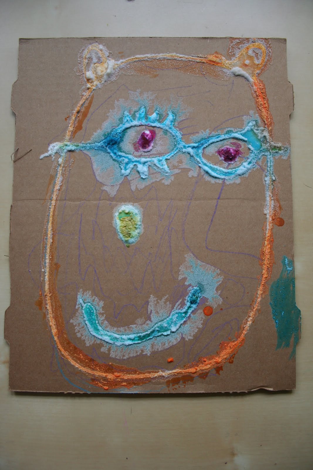 Pink and Green Mama * Salt and Glue Watercolor Paintings!