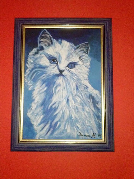 mačka-umetnička slika ulje na platnu Jasmina Miletić Đorđević slikar ikonopisac niš