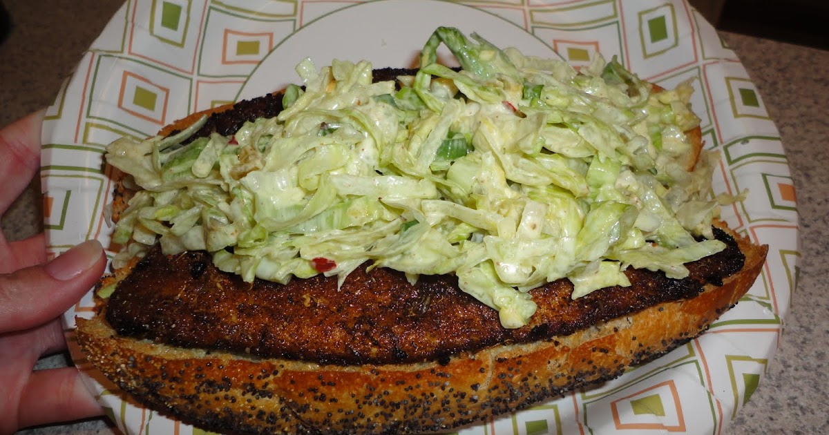 Sunshine and Sippy Cups Blackened Tilapia Sandwich with Jalapeno Slaw