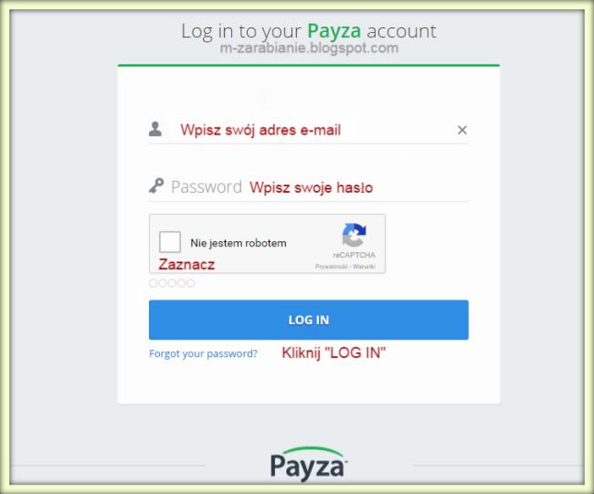 Payza — logowanie. Payza — logowanie.