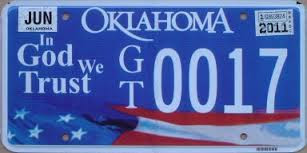 Oklahoma''s "In God We Trust" Plate without Pentagrams