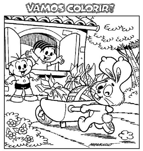 Desenhos para colorir: Desenhos da Monica para colorir, tema Páscoa