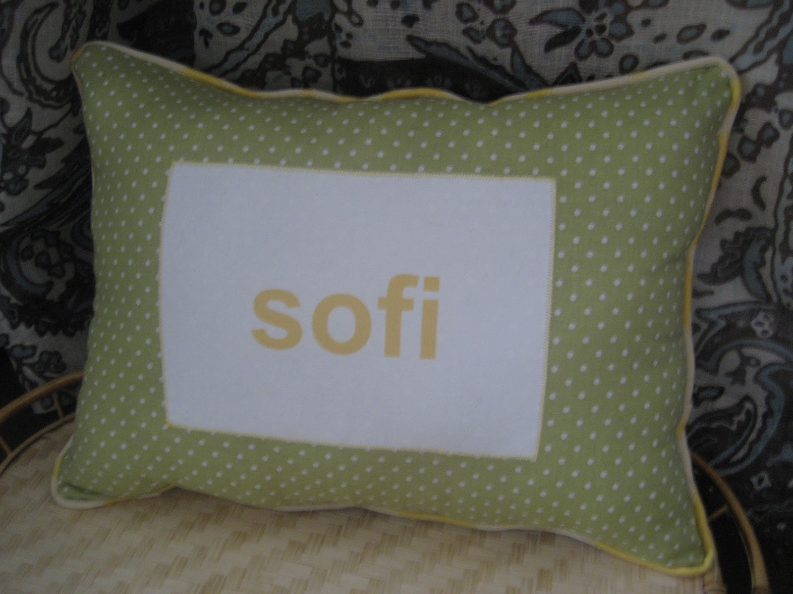 GraceAdkinsDesigns Yellow and Green Personalized Pillow