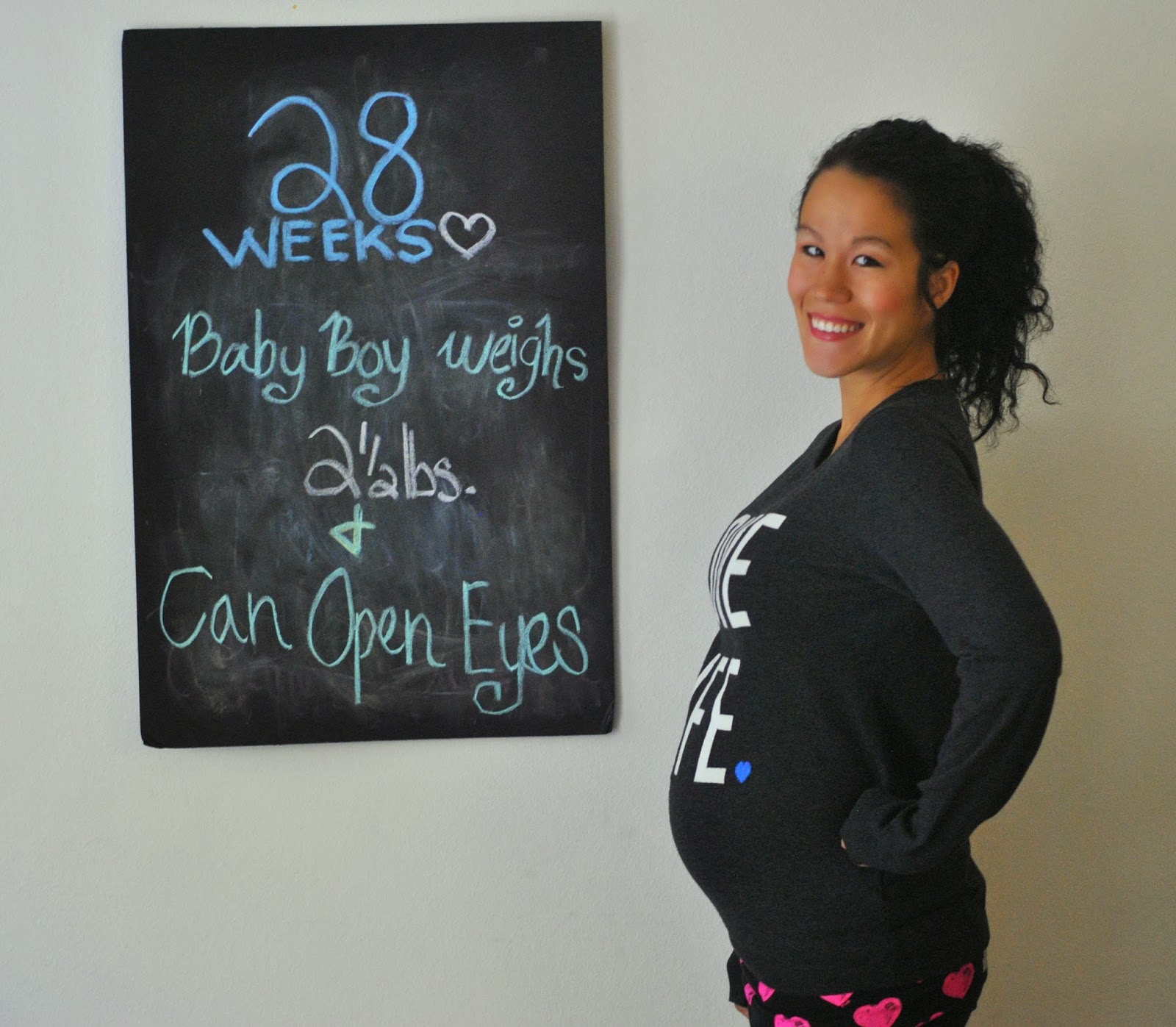Diary of a Fit Mommy 28 Week Pregnancy Chalkboard Update