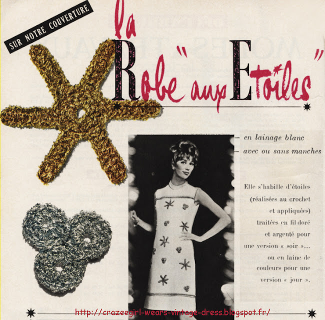 La robe aux étoiles - Crochet star dress - 1967 1960 60s fashion mode couture