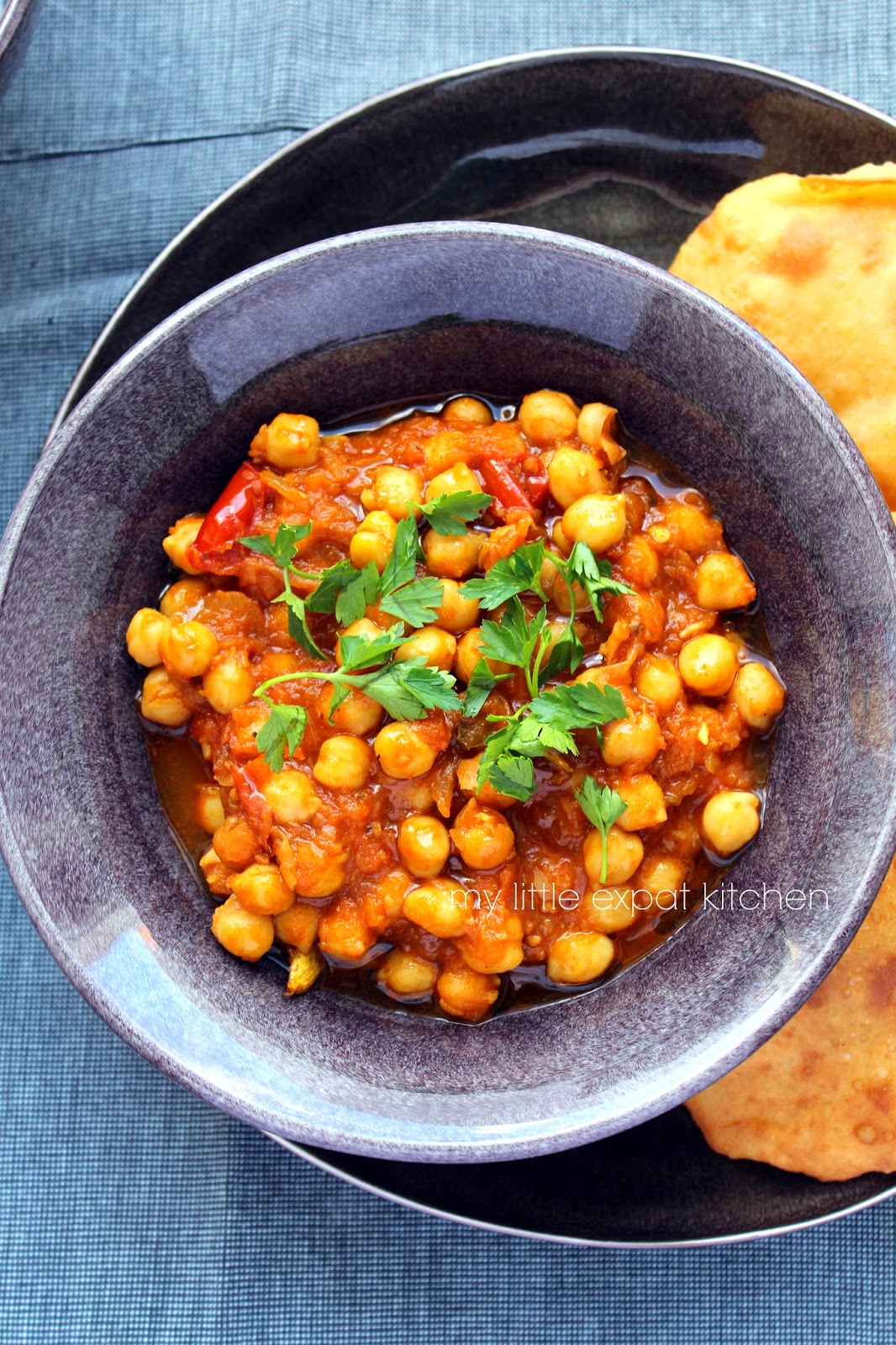 My Little Expat Kitchen Chole Bhature (Indian spicy chickpea stew and