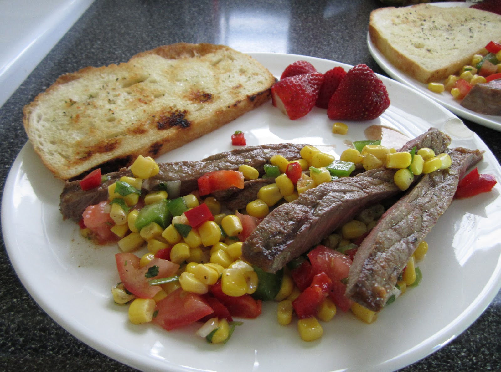 7CooksInAKitchen Southwestern grilled flank steak with Mexican corn salad