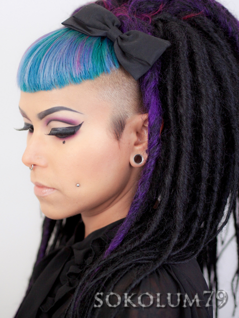 Purple cut crease and synthetic dreads
