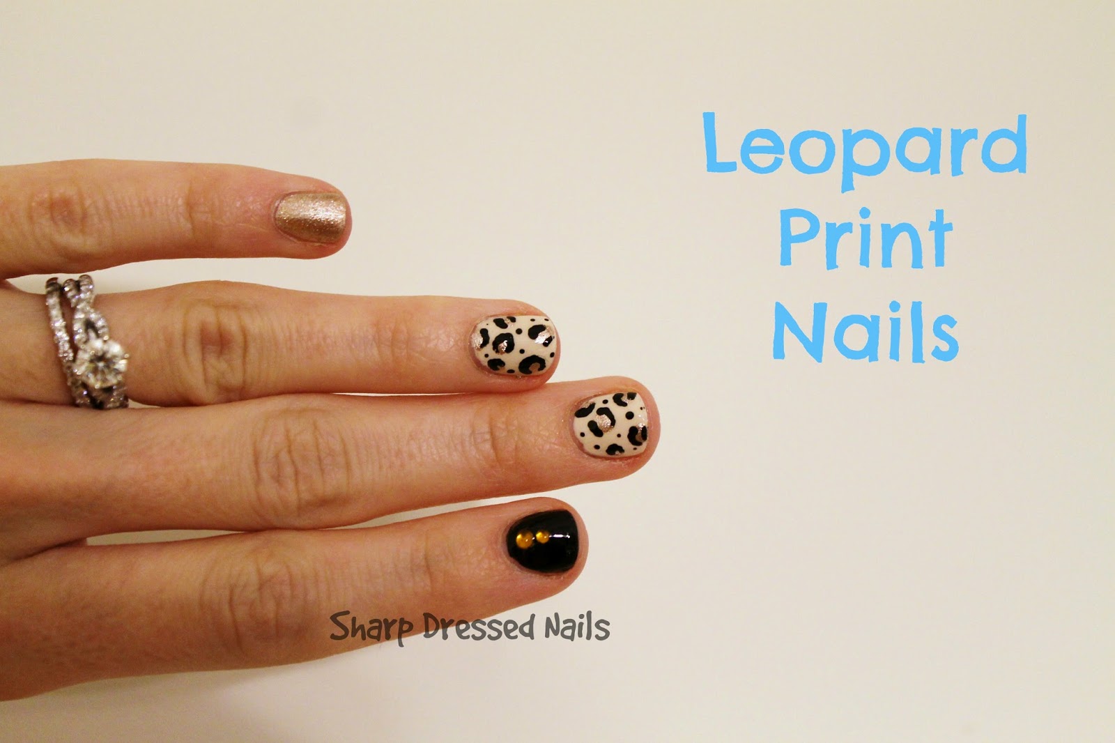 Sharp Dressed Nails: Leopard Print: Black+Cream
