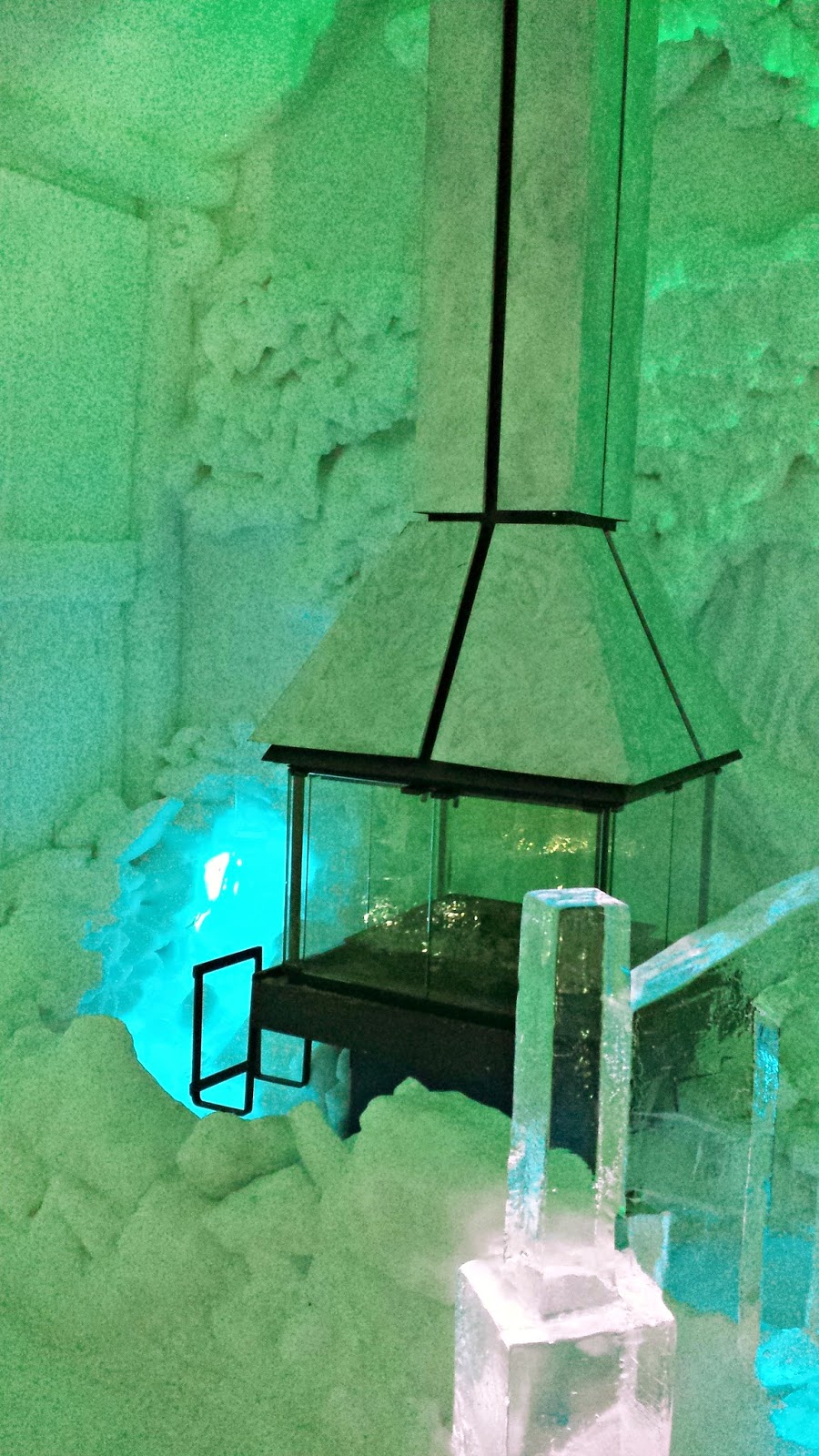 Fireplace in the Japanese Tea Ceremony room at the Ice Hotel, Quebec City