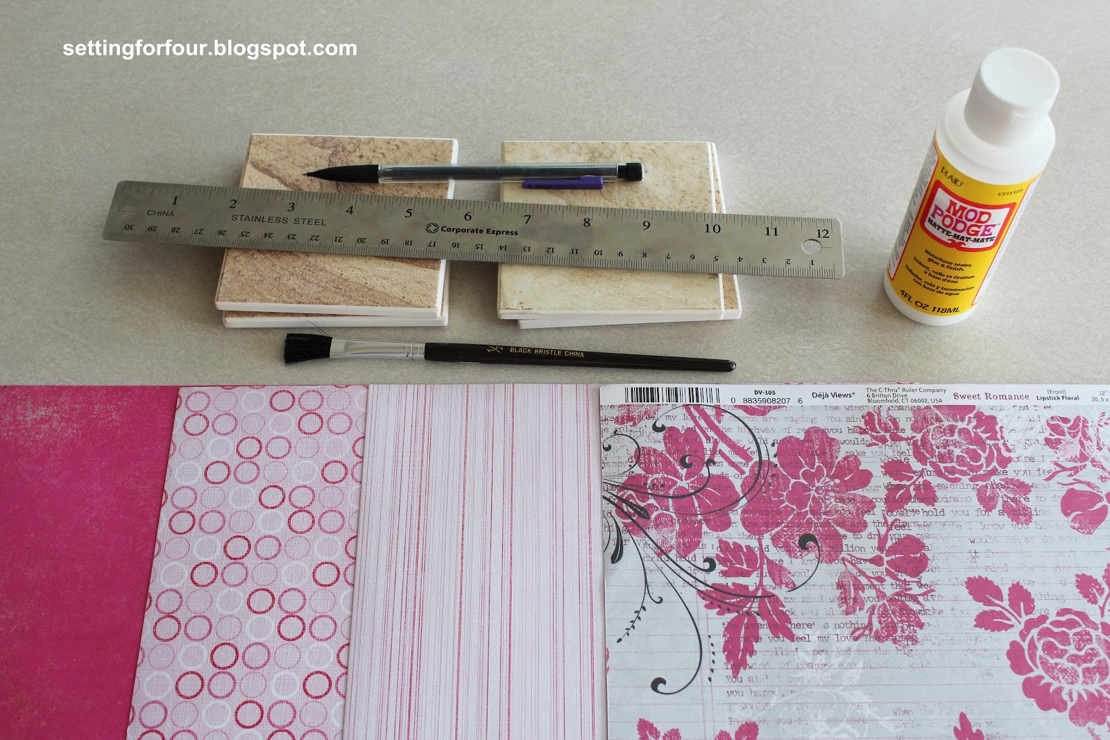 How to Make Easy Mod Podge Gift DIY Coasters Setting for Four