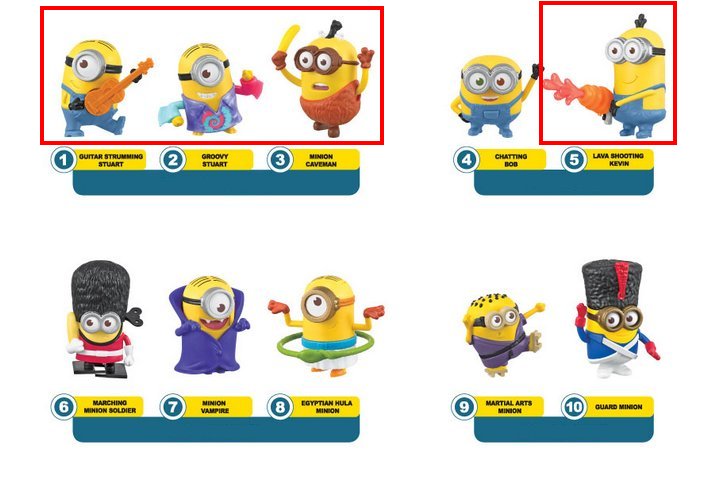 figurines minions mcdo