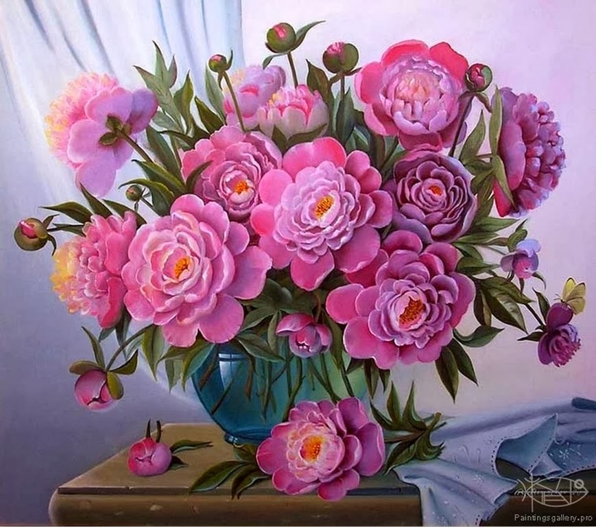 Pintura Moderna y Fotografía Artística : Cuadros de Flores Pintados con