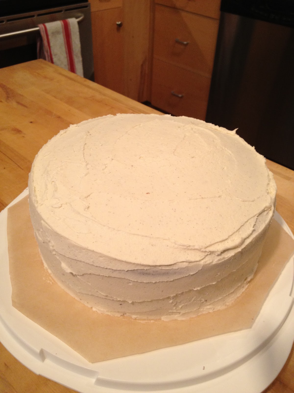Dinner for Tim Chocolate Layer Cake with Vanilla Bean Buttercream The
