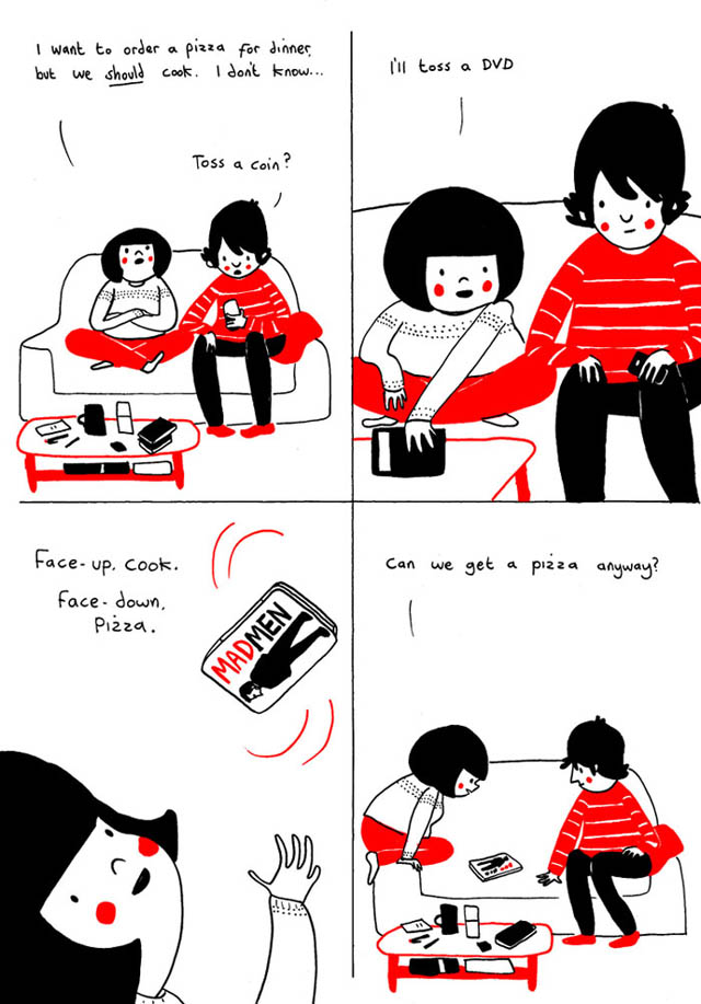 Heartwarming Illustrations Show That True Love Is In The Little Everyday Things - The biggest dilemma is often what to eat for dinner Heartwarming Illustrations Show That True Love Is In The Little Everyday Things - The biggest dilemma is often what to eat for dinner