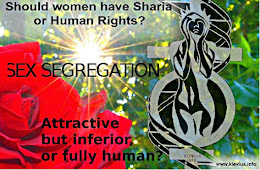 Sharia restricts Human Rights and promotes supremacism (drawing 1979 and photo 2012 by P. Klevius).