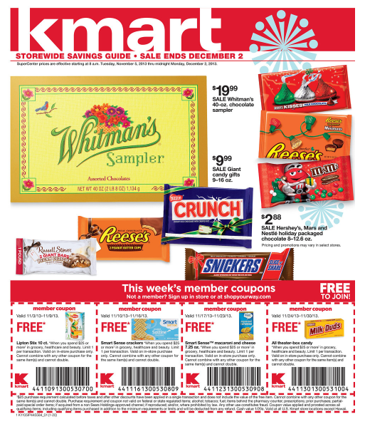 FREE or UNDER 1 Monthly Deals at Kmart 11/5 12/2! A Single Coupon