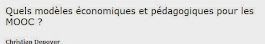 Quel modèle économique et pédagogiques pour les Mooc