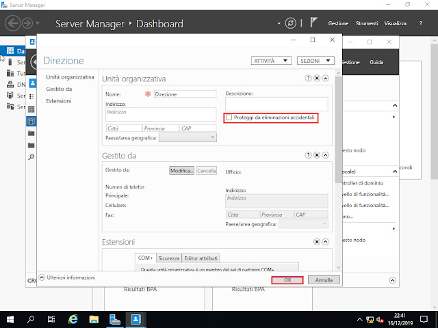 Centro di amministrazione di Active Directory, Rimozione protezione da eliminazione accidentale unità organizzativa Centro di amministrazione di Active Directory, Rimozione protezione da eliminazione accidentale unità organizzativa