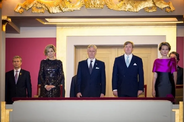 King Philippe and Queen Mathilde of Belgium and King Willem-Alexander and Queen Maxima of The Netherlands attended the opening concert for the Dutch presidency of the European Union council at the Bozar 