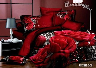 Luxury Big Red Rose Realistic 3D Printed 4 Piece Bedding Sets