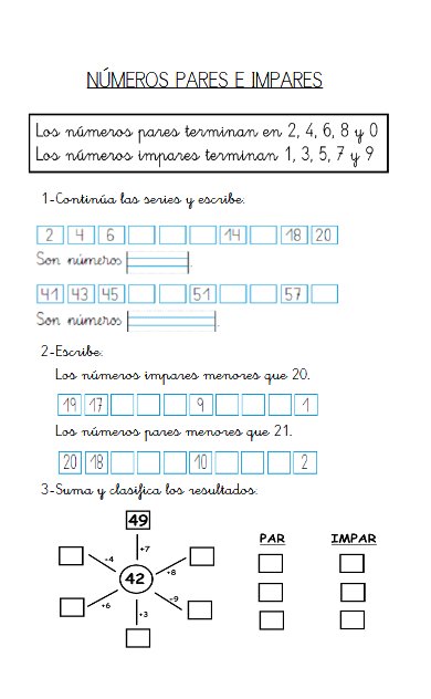 Blog De Primero Del Ciudad De Cordoba Numeros Pares E Impares