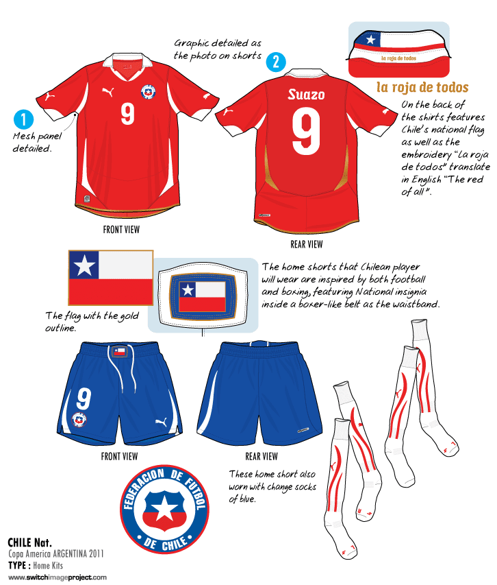 Football teams shirt and kits fan Chile home 201011 kits