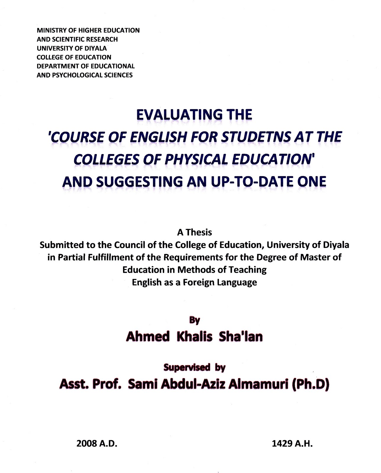 Evaluating The 'COURSE OF ENGLISH FOR STUDETNS AT THE COLLEGES OF PHYSICAL EDUCATION' And Suggestin