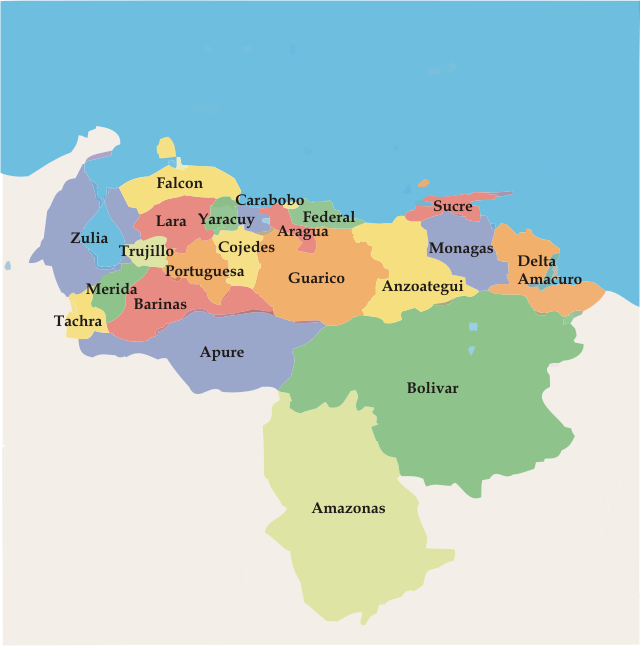 Download Mapa De Venezuela Con Sus Estados Y Capitales PNG