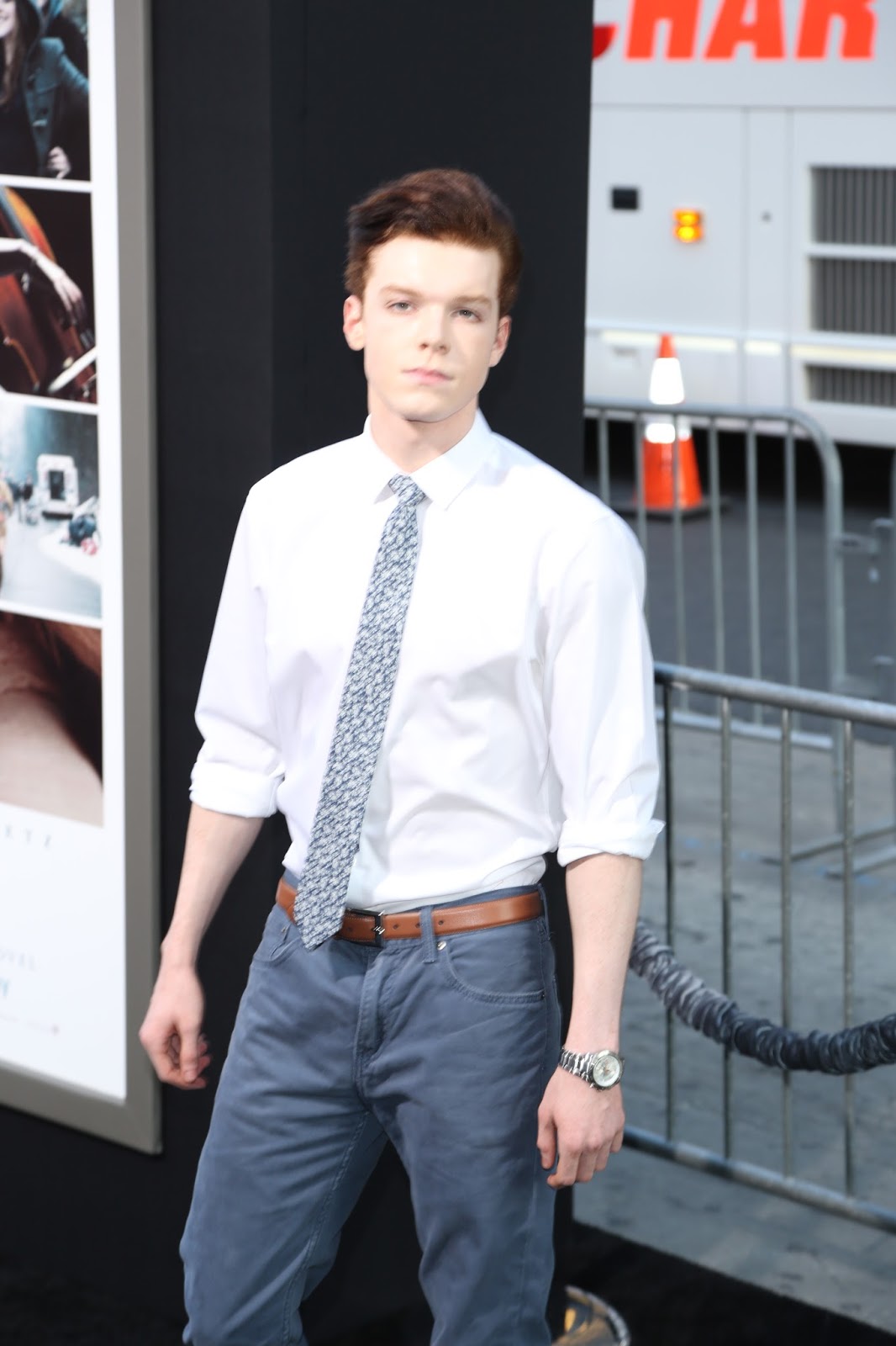 Cameron Monaghan attends the premiere of 'If I Stay' .