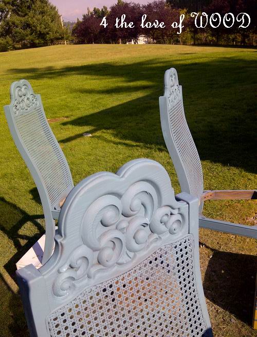 4 the love of wood BLACK AND WHITE TOILE shabby chic dining chairs