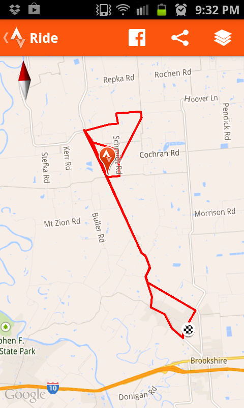 Strava bicycle route for MS 150 training ride