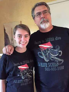 Morgan and her dad sporting some cool t-shirts
