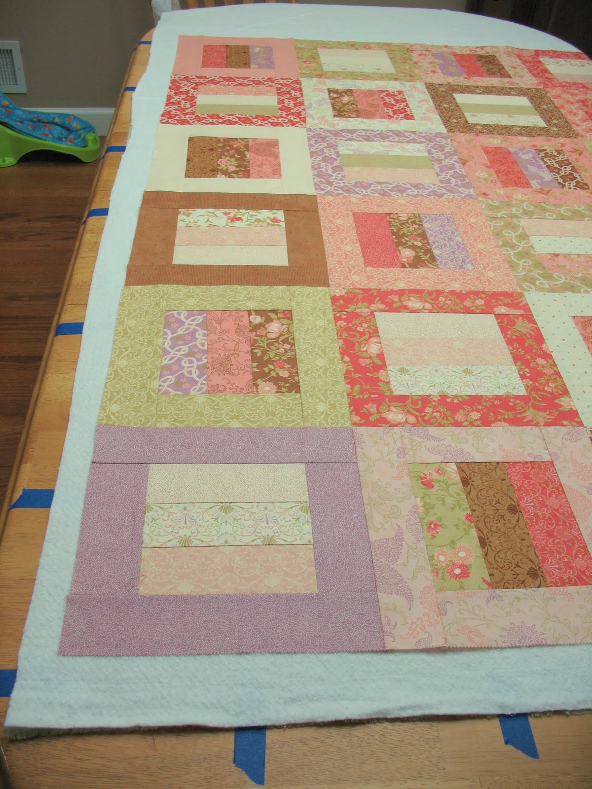 Quilt Girl Designs Tutorial How to Pin Baste a Quilt That Is Bigger Than Your Table